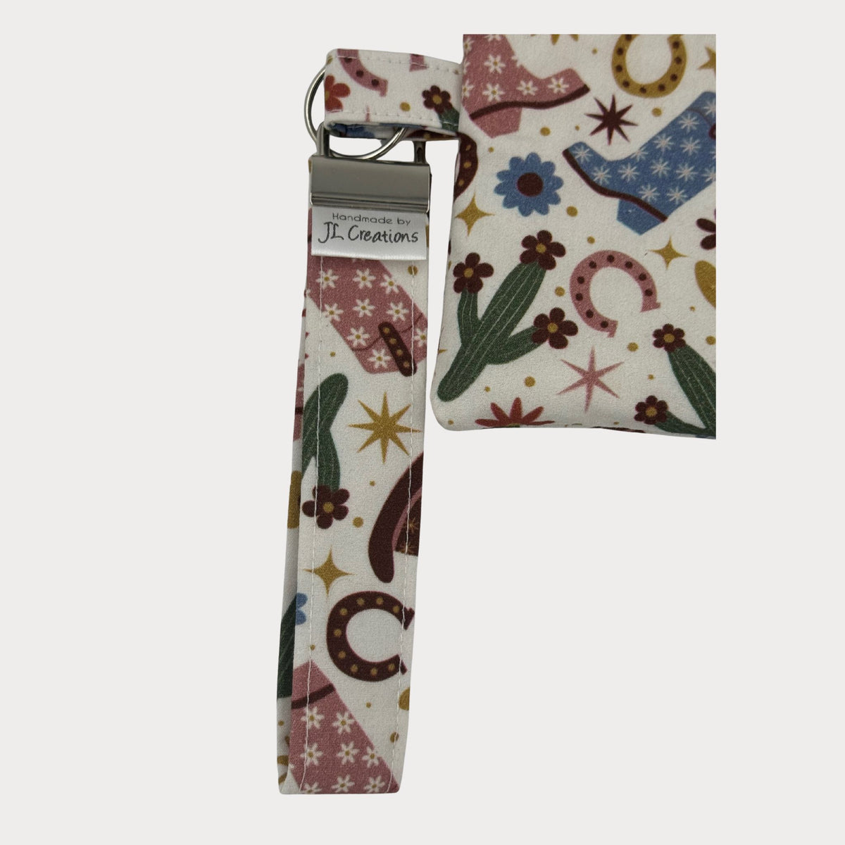 Wristlet Purse with attached Key Fob - Cow Girl