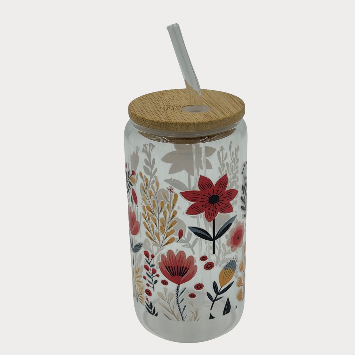 DTF Printed Glass Cups - Pink Petal Garden