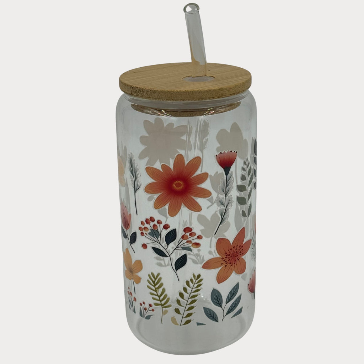 DTF Printed Glass Cups - Autumn Meadow