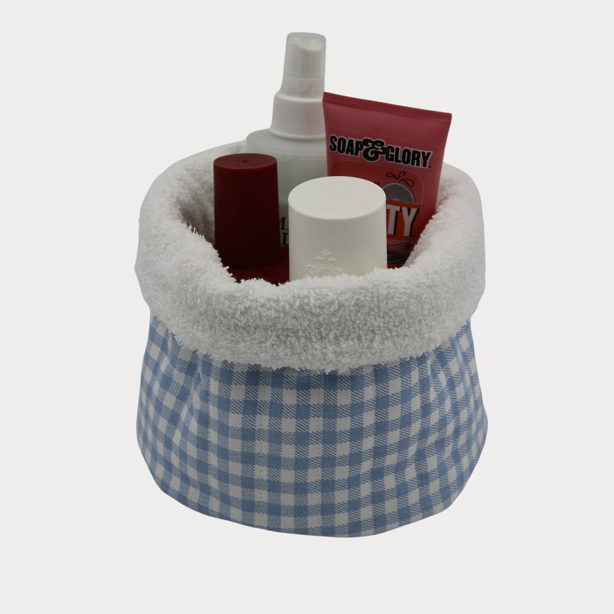 Fabric Vanity Storage Baskets - Blue Gingham