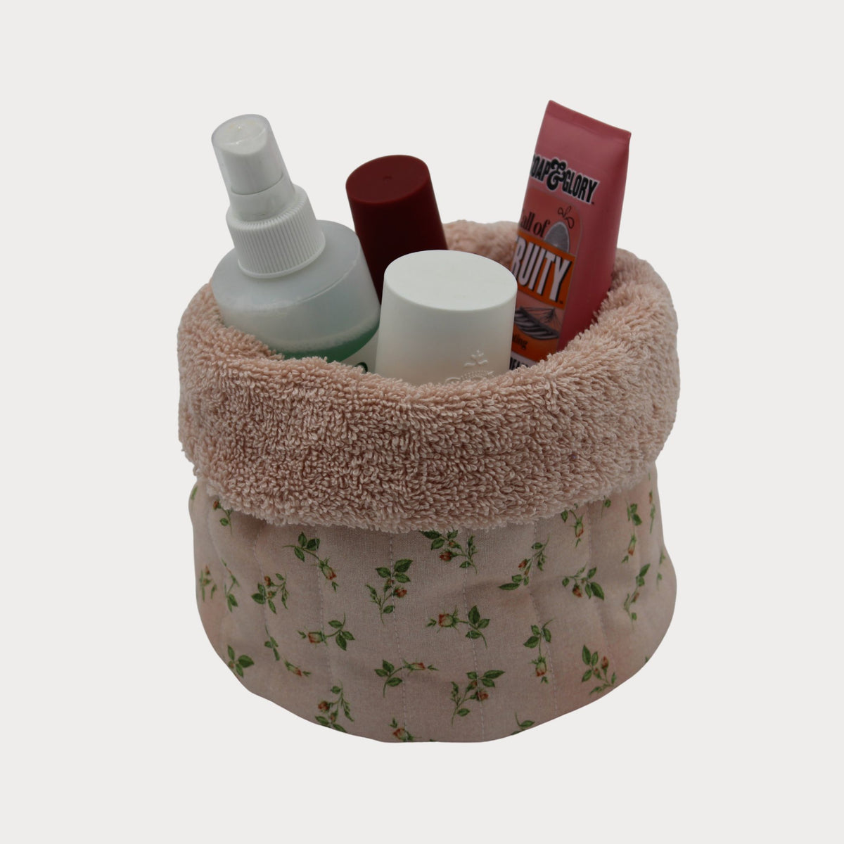 Fabric Vanity Storage Baskets - Pink Meadow Spring
