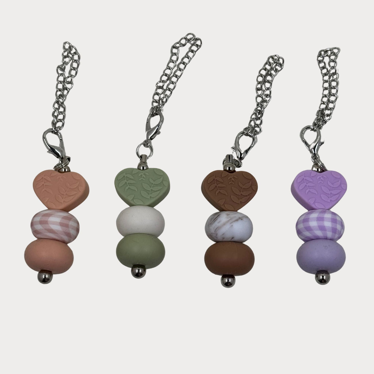 Beaded Love Heart Bottle Keyrings