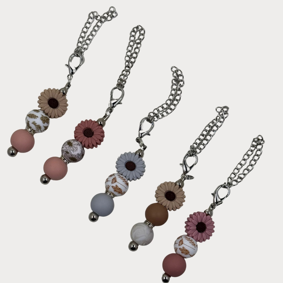 Beaded Daisy Bottle Keyrings