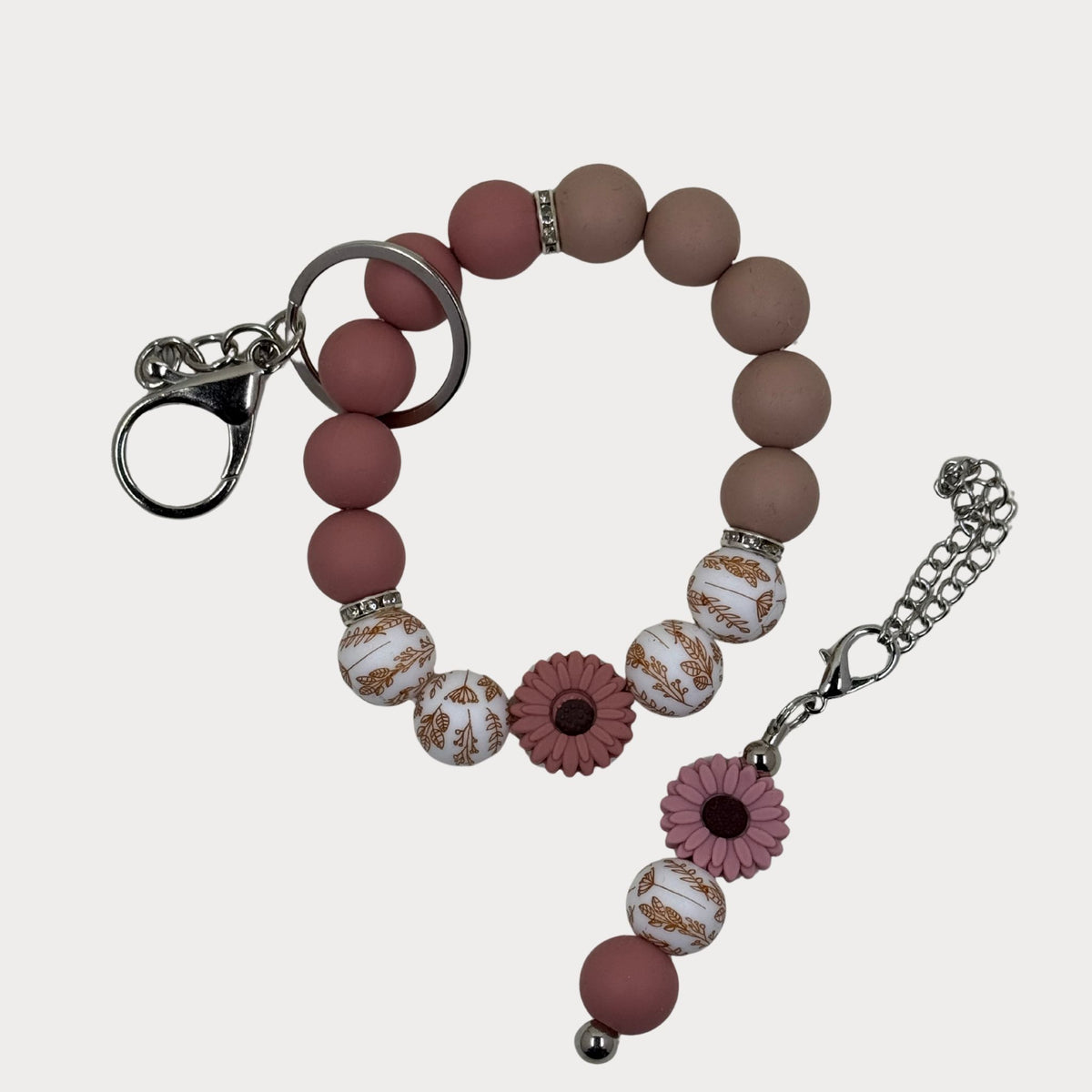 Matching Beaded Wristlet & Bottle Keyring Set