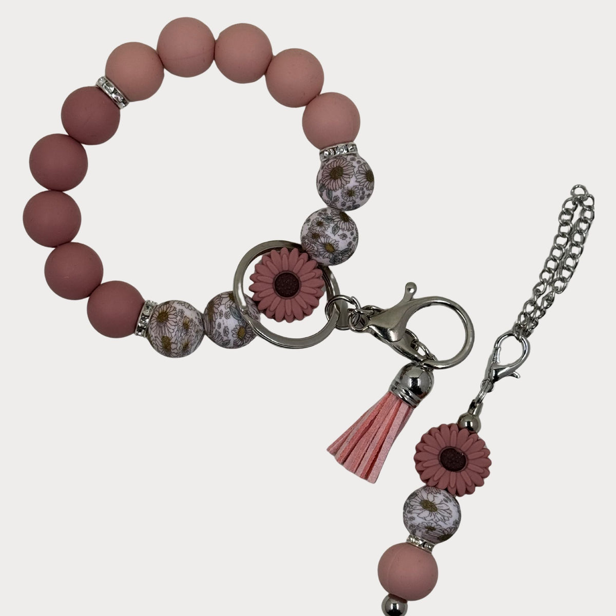 Matching Beaded Wristlet & Bottle Keyring Set