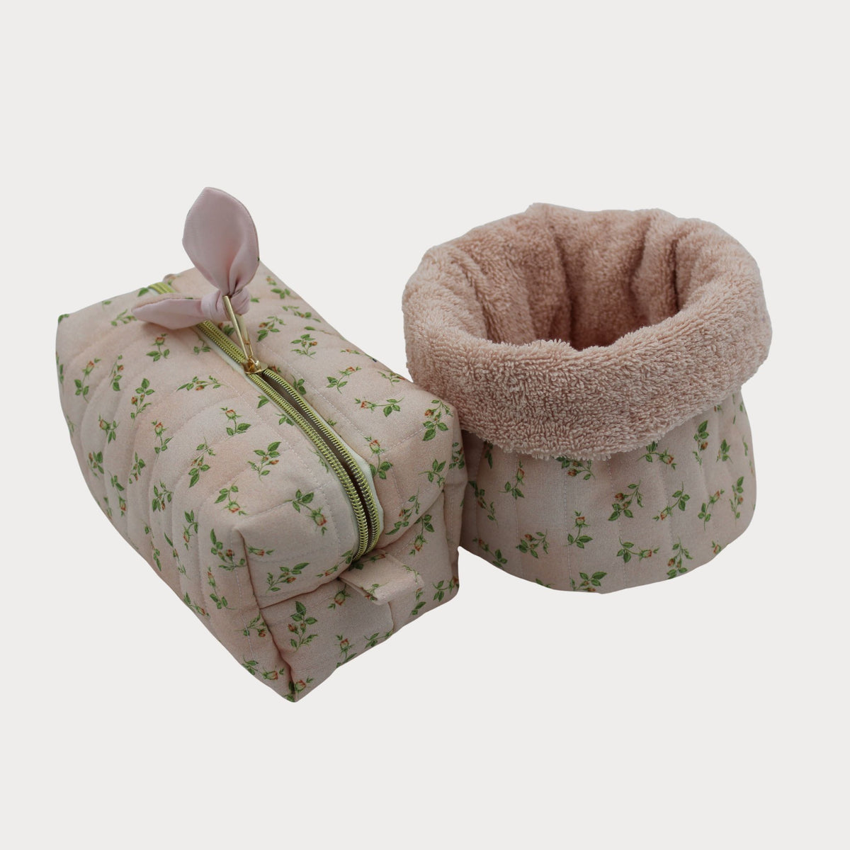 JL Creations Custom Boxed Makeup Bags- Pink Meadow Spring