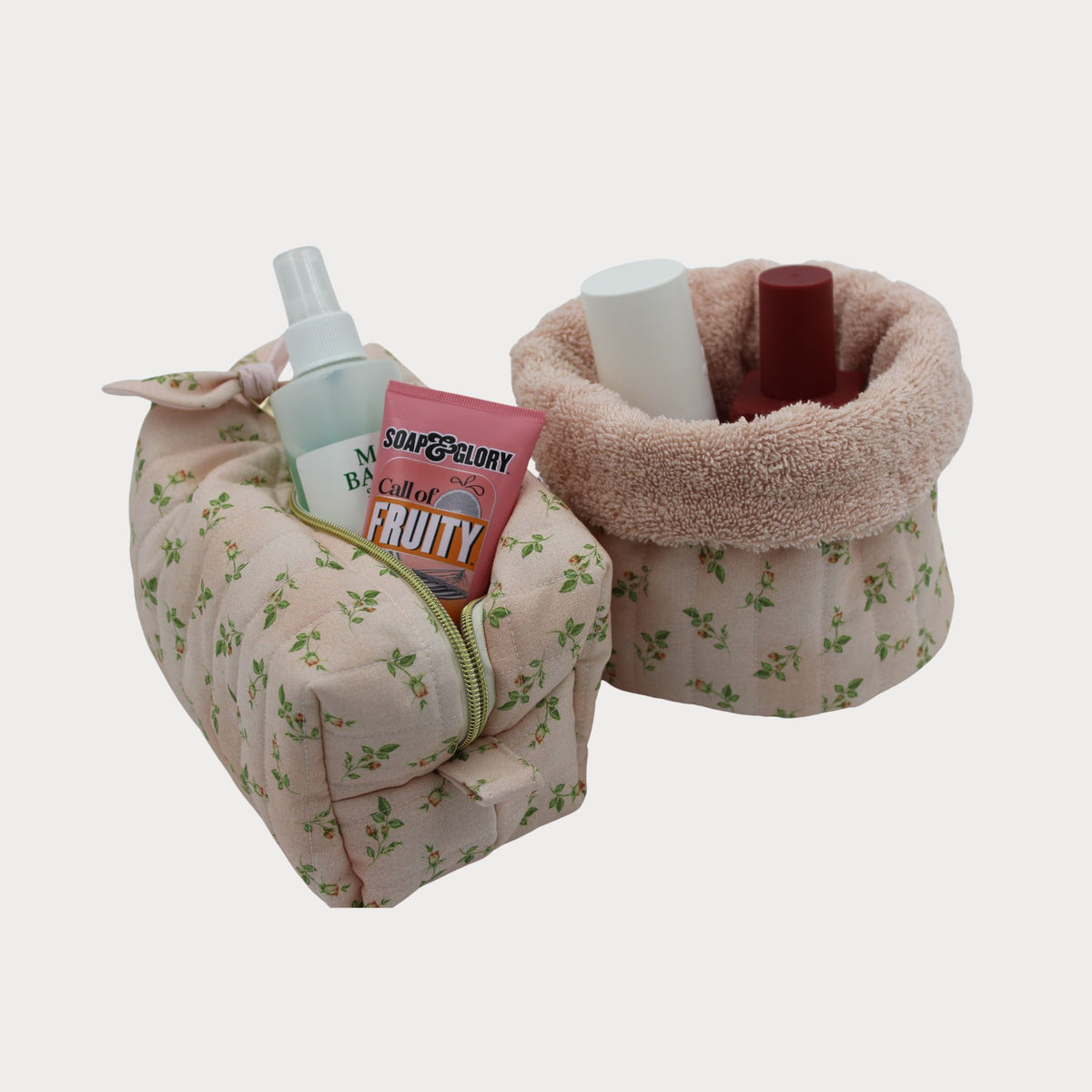 JL Creations Custom Boxed Makeup Bags- Pink Meadow Spring