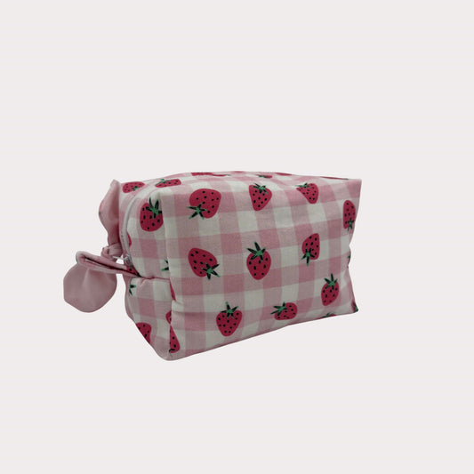 Boxed Makeup Bags (Carry-All) - Strawberry Check