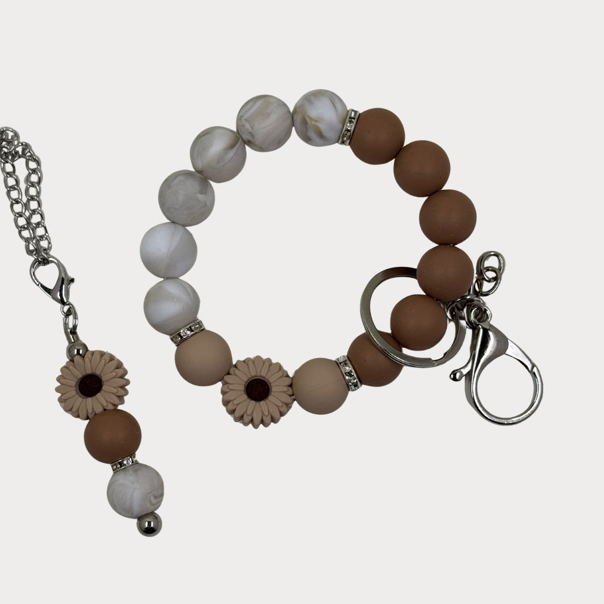 Matching Beaded Wristlet & Bottle Keyring Set