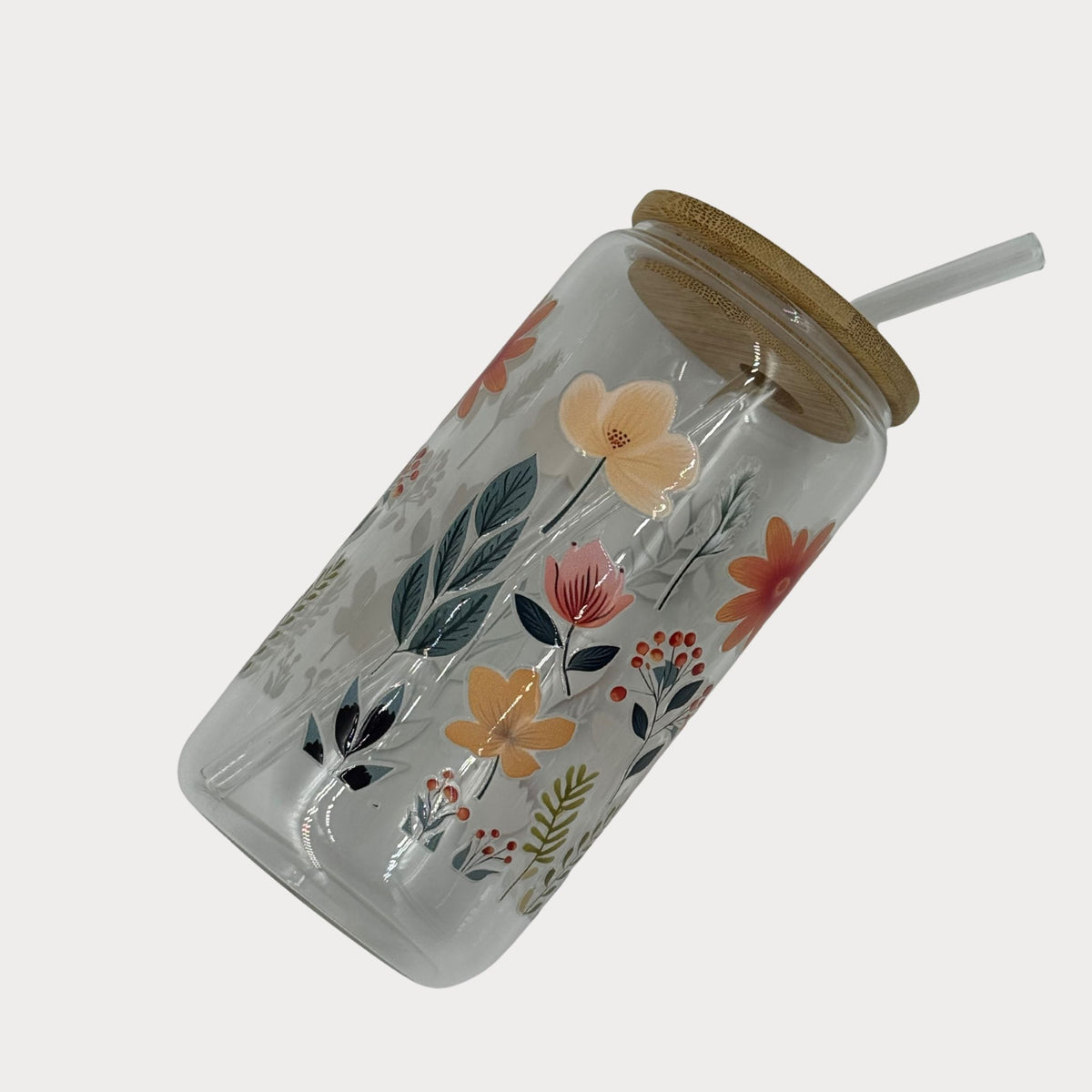 DTF Printed Glass Cups - Autumn Meadow