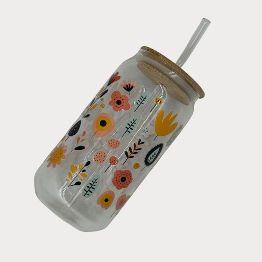 DTF Printed Glass Cups - Cottage Garden