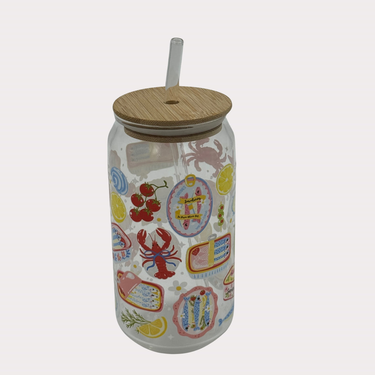 DTF Printed Glass Cups - Seaside Picnic