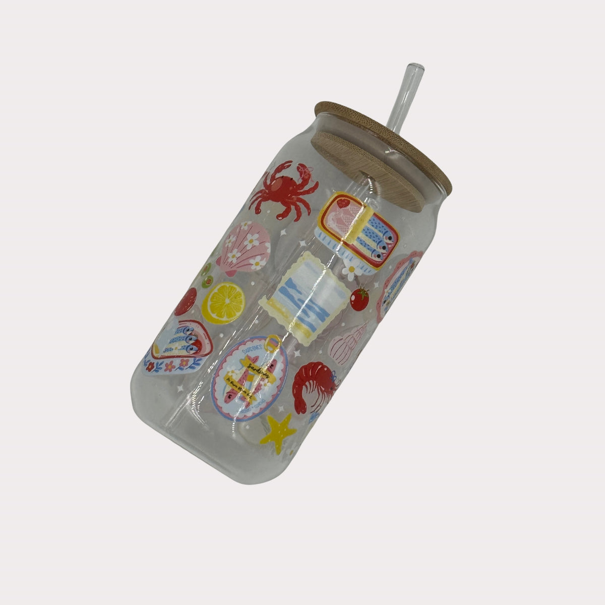 DTF Printed Glass Cups - Seaside Picnic