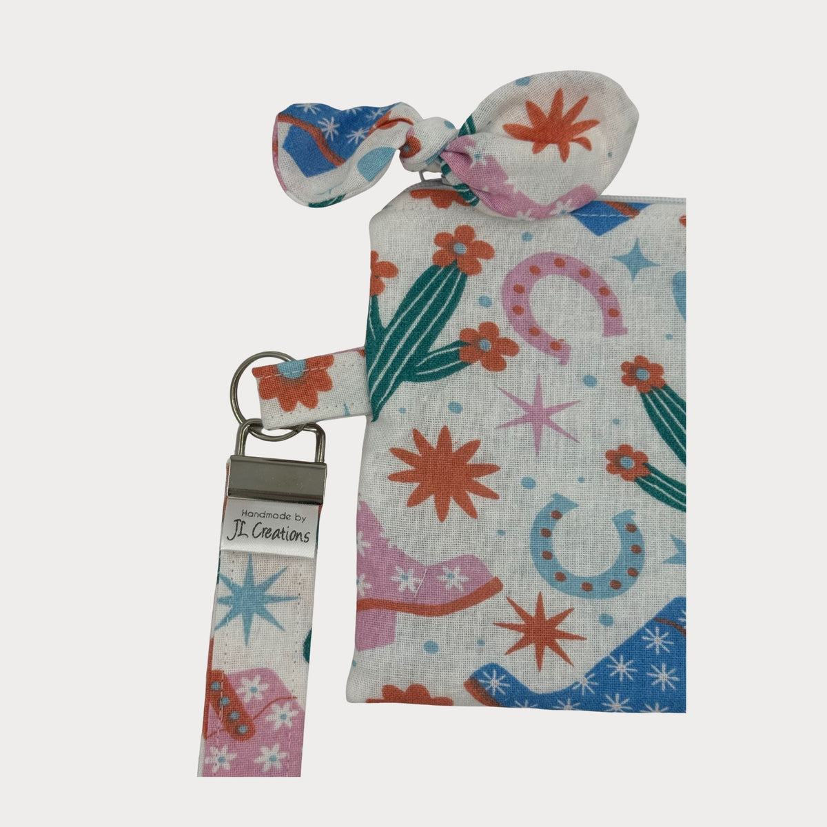 Wristlet Purse with attached Key Fob - Farm Girl