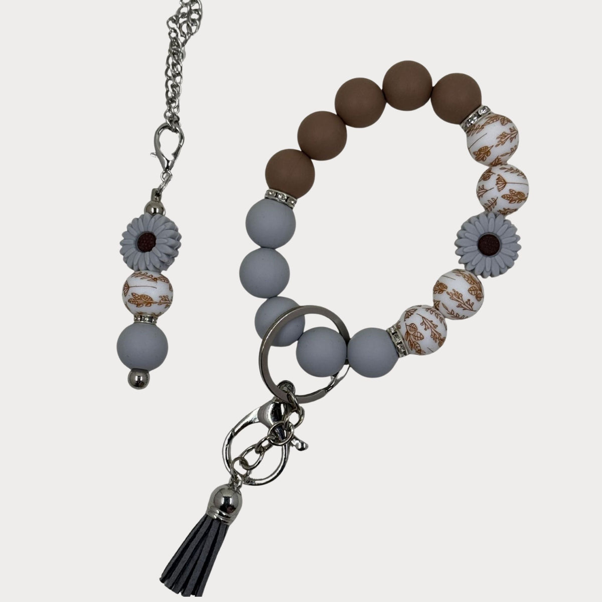 Matching Beaded Wristlet & Bottle Keyring Set