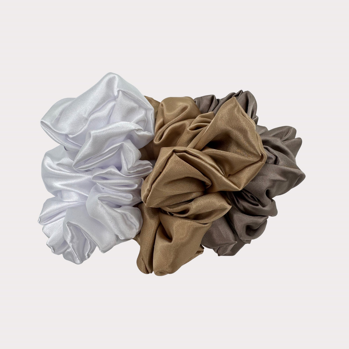 Scrunchies 3 Pack- Soft Pearl, Champagne Gold & Mushroom Taupe