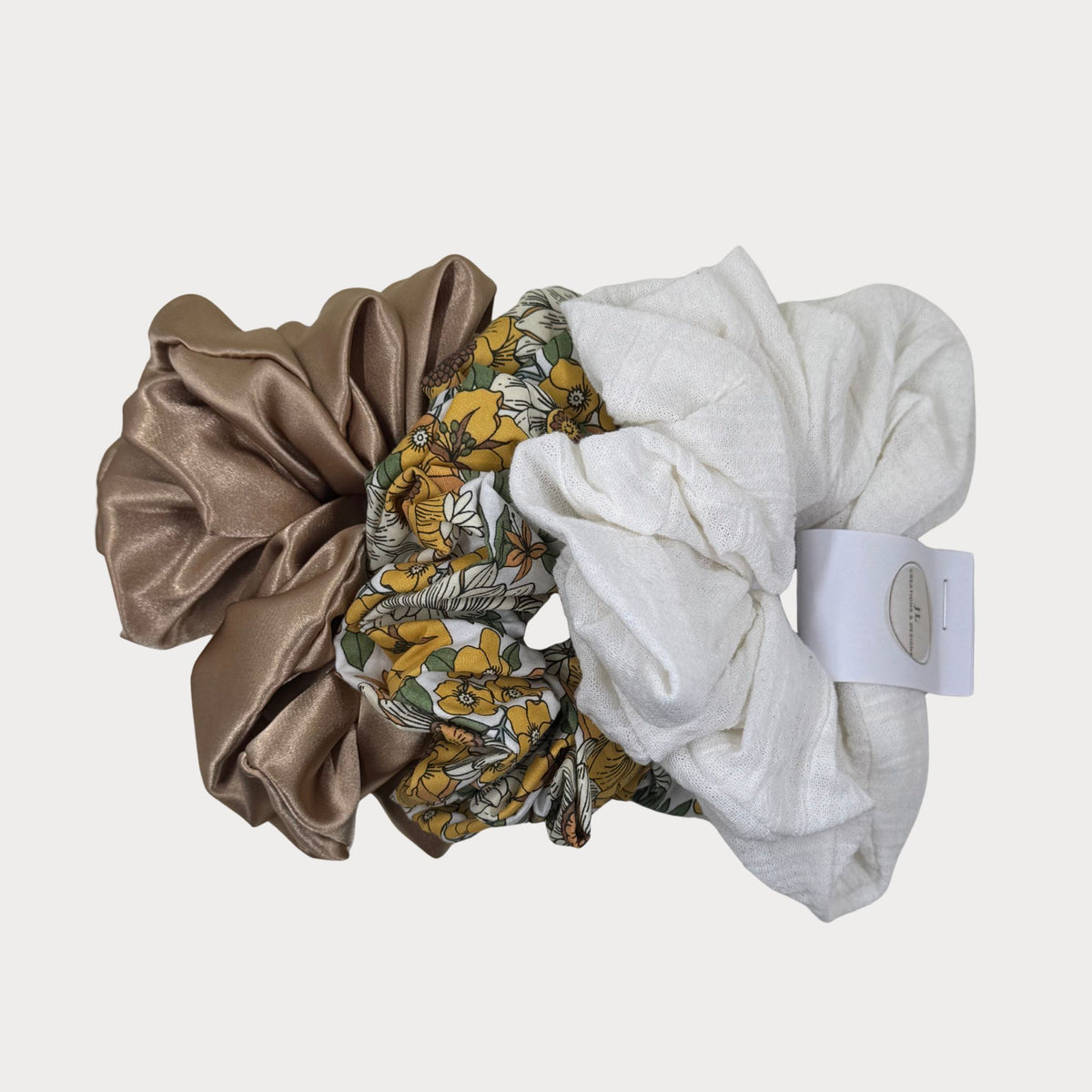 Scrunchies 3 Pack- Mustard & Floral