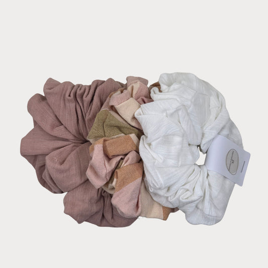 Scrunchies 3 Pack- Pink & Neutral