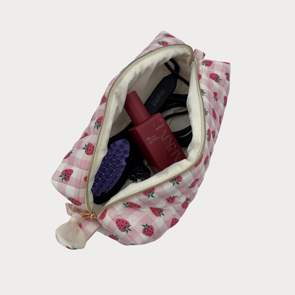 Hair Tool Bag - Strawberry Check