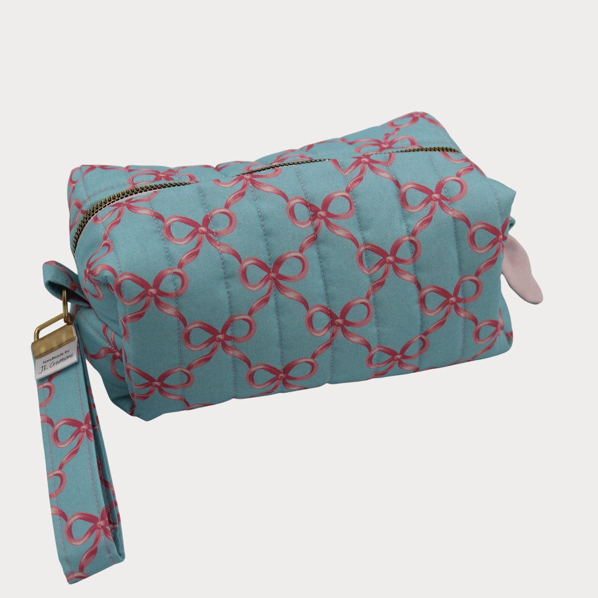 JL Creations Custom Boxed Makeup Bags- Blue Bow