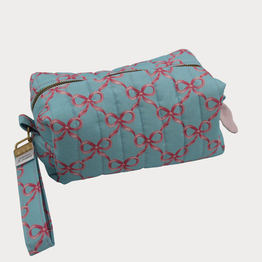 JL Creations Custom Boxed Makeup Bags- Blue Bow