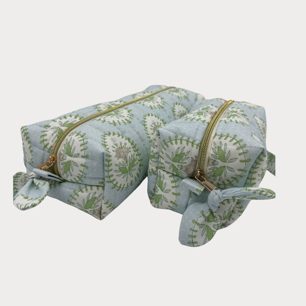 JL Creations Custom Boxed Makeup Bags- Sage Fern Blue