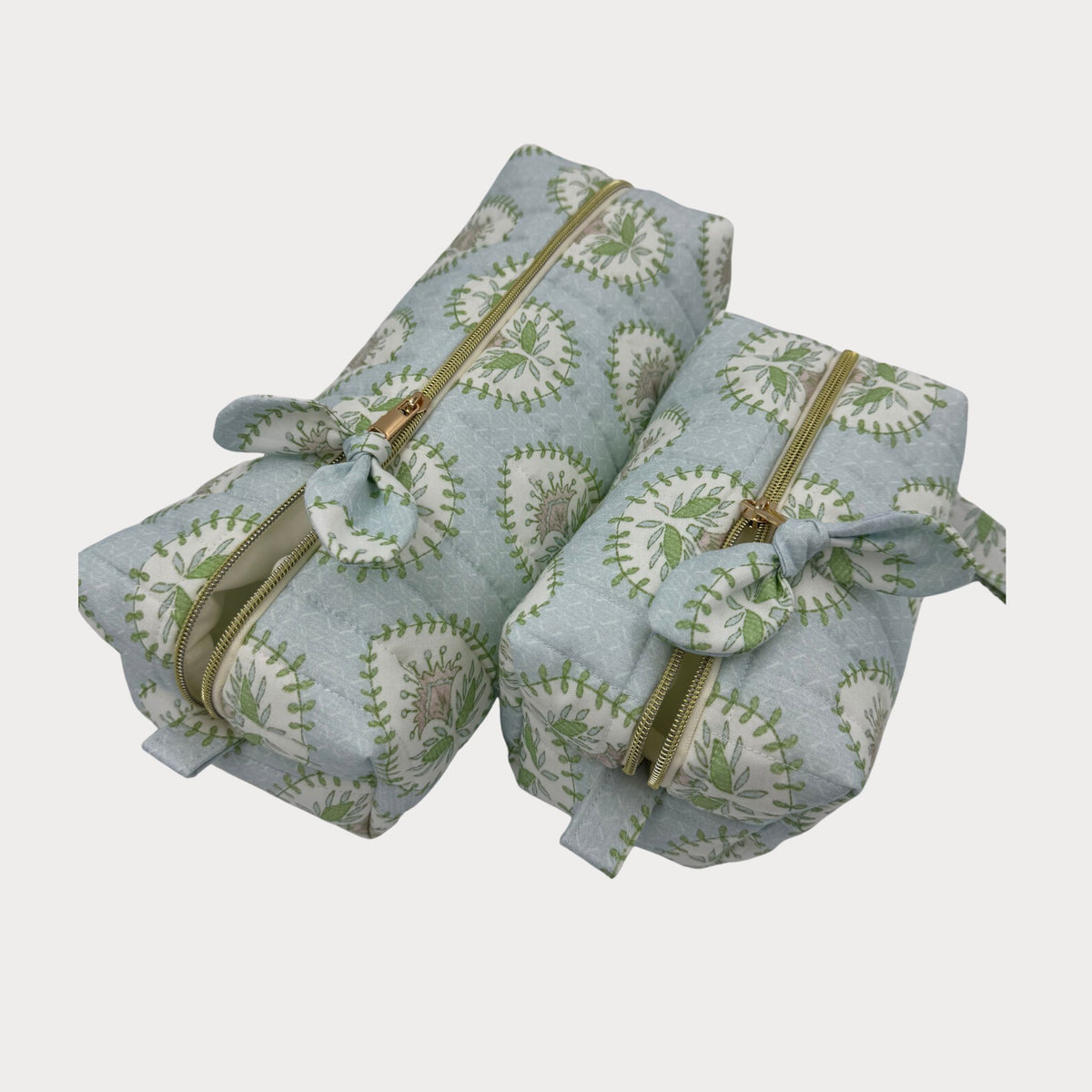 JL Creations Custom Boxed Makeup Bags- Sage Fern Blue