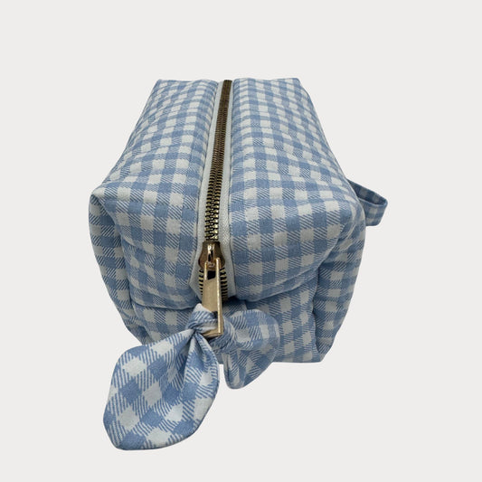 JL Creations Custom Boxed Makeup Bags- Blue Gingham