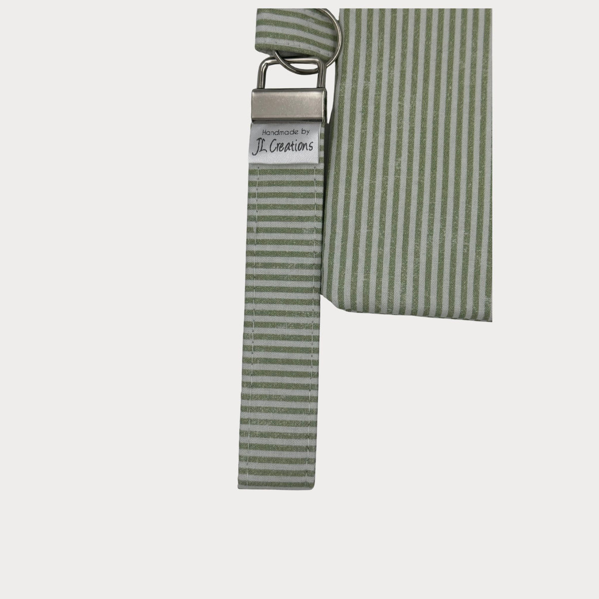 Wristlet Purse with attached Key Fob - La Vie En Rose Stripe Sage