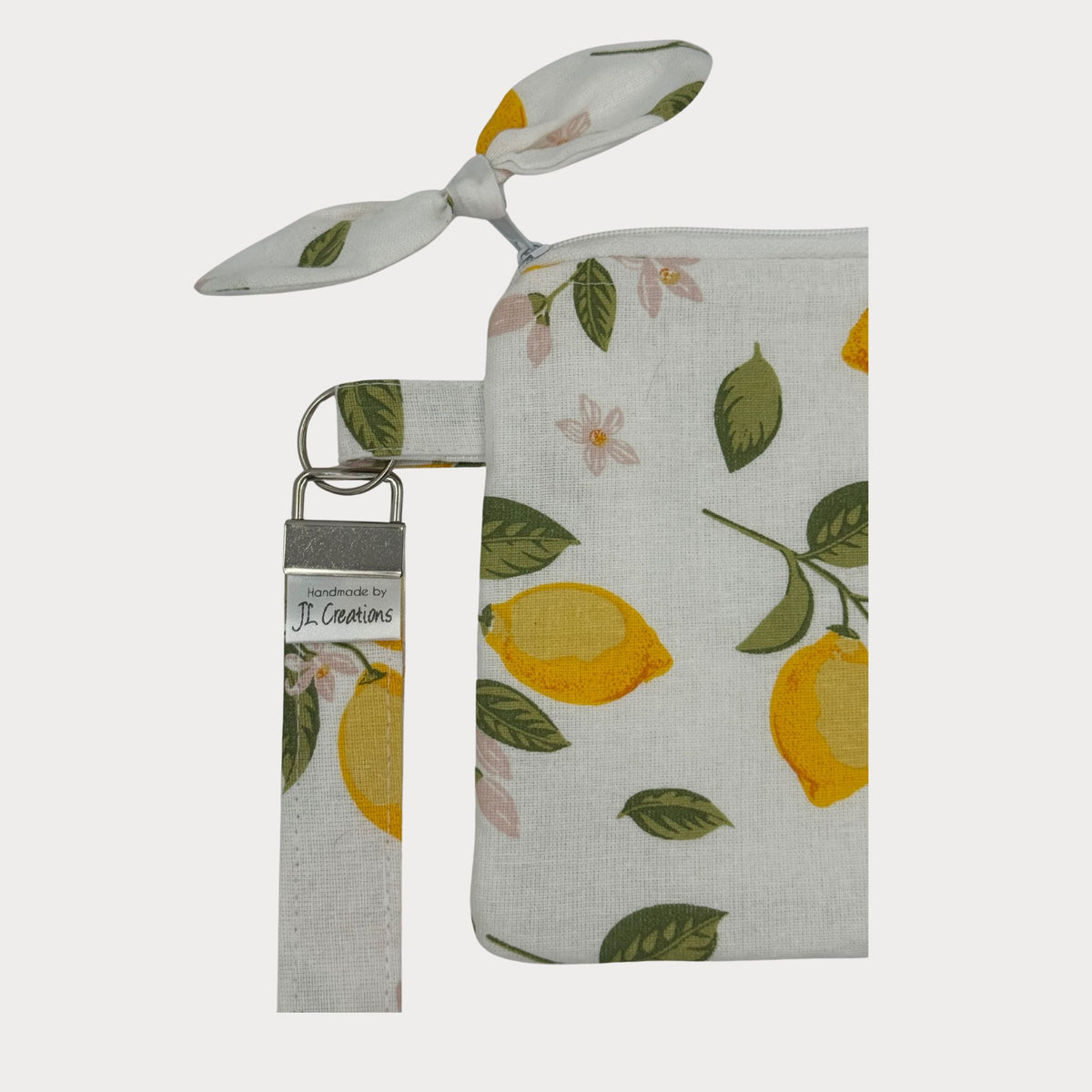 Wristlet Purse with attached Key Fob - Lemon