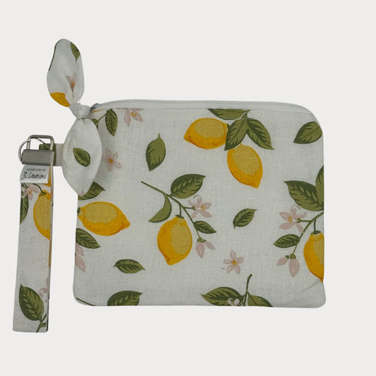 Wristlet Purse with attached Key Fob - Lemon