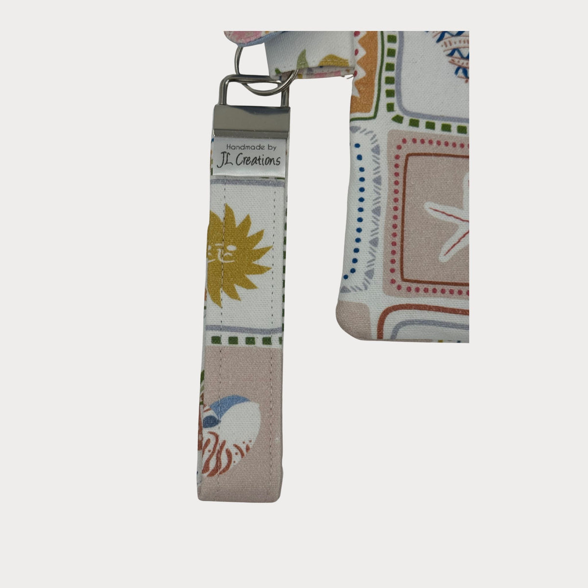 Wristlet Purse with attached Key Fob - Tropical Tiles