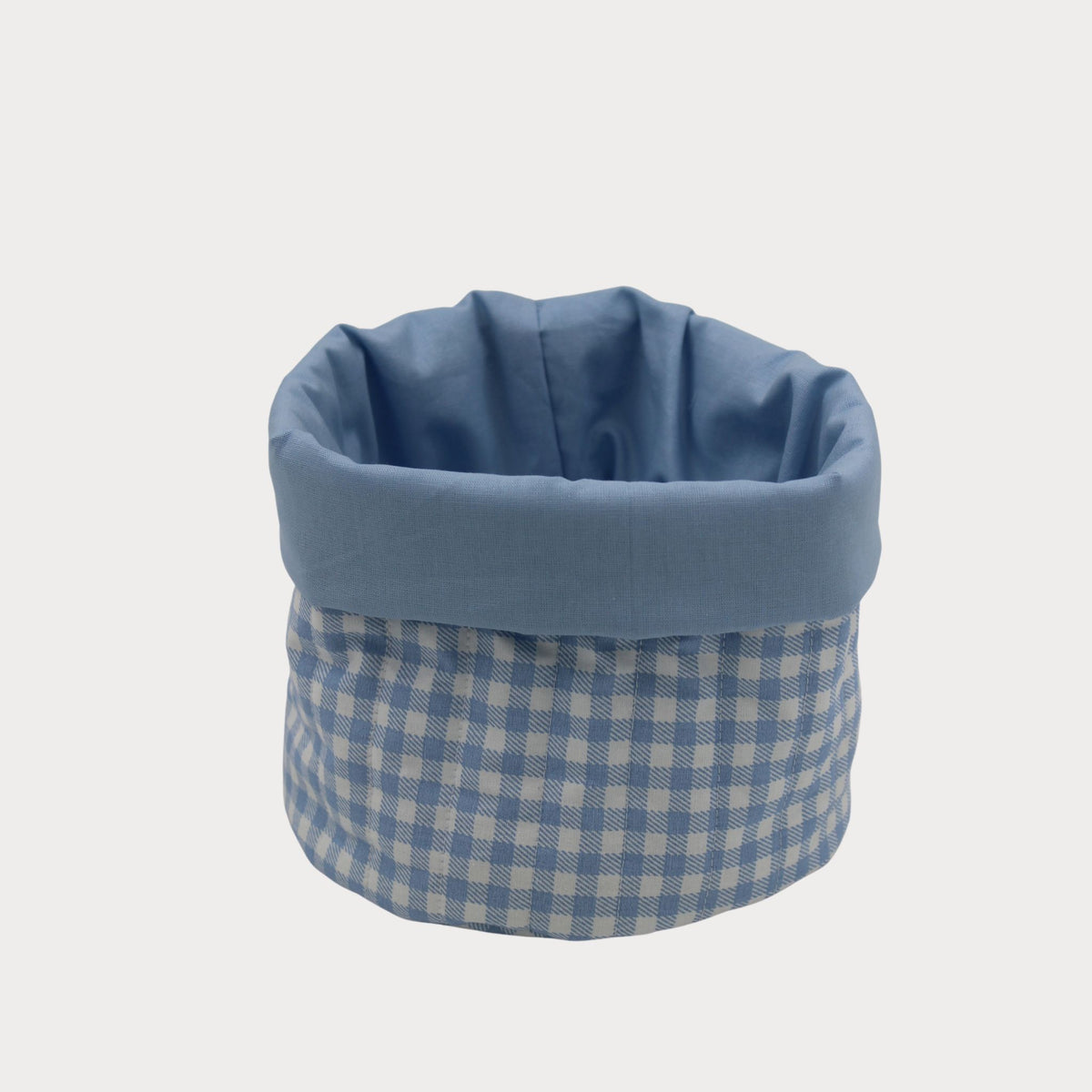 Fabric Vanity Storage Baskets - Blue Gingham