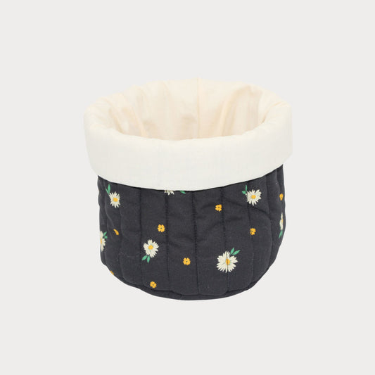 Fabric Vanity Storage Baskets - Daisy Black
