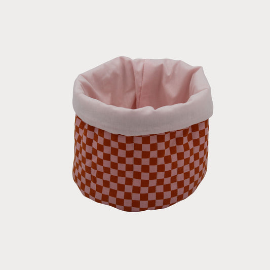 Fabric Vanity Storage Basket - Sunset Check