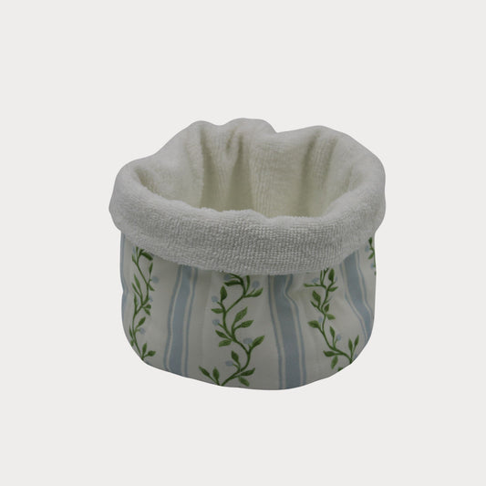 Fabric Vanity Storage Baskets - Sage Vine Blue